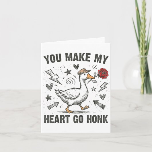 Funny You Make My Heart Go Honk Silly Goose Valent Kaart (Voorkant)