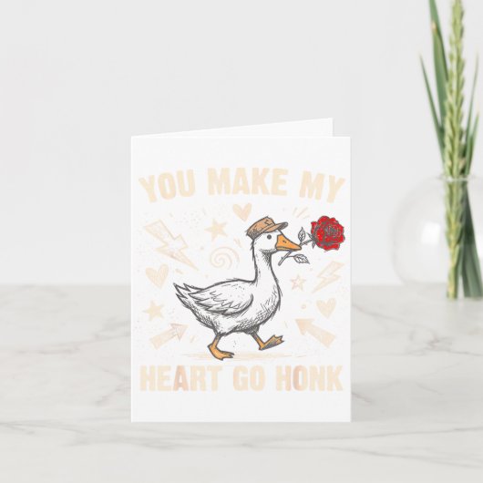 Funny You Make My Heart Go Honk Silly Goose Valent Kaart (Voorkant)