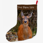 Funny Young Blacktail Deer glimlacht op fotograaf Grote Kerstsok (Achterkant)