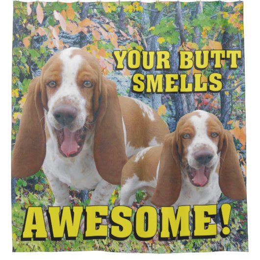 Funny Your Butt smolt Geweldige Basset Hond Douchegordijn (Voorkant)