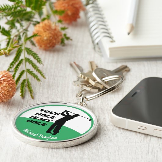Funny Your Hole is mijn doel, gepersonaliseerd Gol Sleutelhanger (Zijkant)