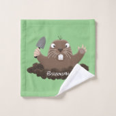 Funny zakgopher digging cartoon illustratie bad handdoek (Wasdoekje)