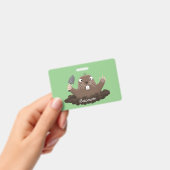 Funny zakgopher digging cartoon illustratie badge (Handheld)