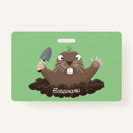 Funny zakgopher digging cartoon illustratie badge (Voorkant)