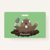 Funny zakgopher digging cartoon illustratie badge (Achterkant)