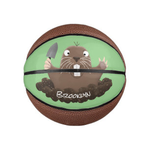 Funny zakgopher digging cartoon illustratie basketbal
