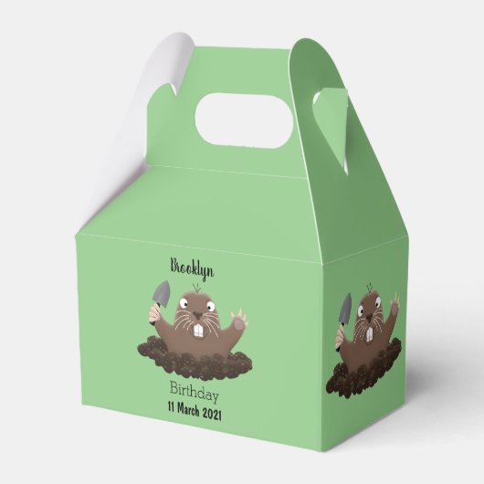 Funny zakgopher digging cartoon illustratie bedankdoosjes (Achterkant)