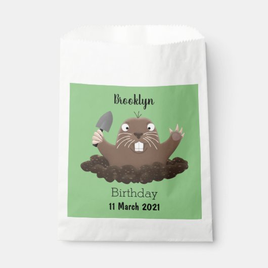 Funny zakgopher digging cartoon illustratie bedankzakje (Voorkant)