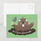 Funny zakgopher digging cartoon illustratie briefkaart (Voorkant / Achterkant)