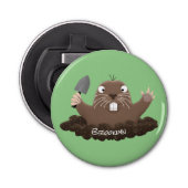 Funny zakgopher digging cartoon illustratie button flesopener (Voorkant)