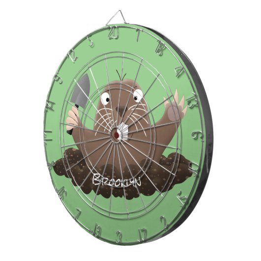 Funny zakgopher digging cartoon illustratie dartbord (Voorkant Rechts)