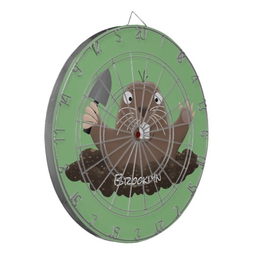 Funny zakgopher digging cartoon illustratie dartbord (Voorkant Links)