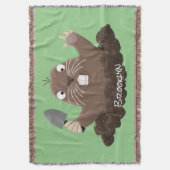 Funny zakgopher digging cartoon illustratie deken (Voorkant Verticaal)