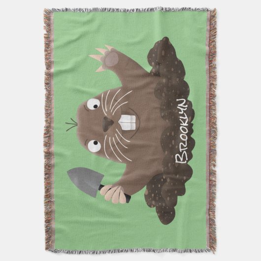 Funny zakgopher digging cartoon illustratie deken (Voorkant Verticaal)