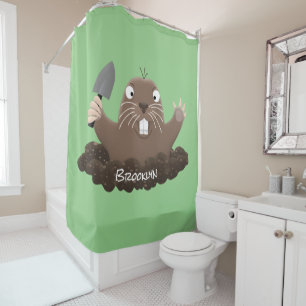 Funny zakgopher digging cartoon illustratie douchegordijn