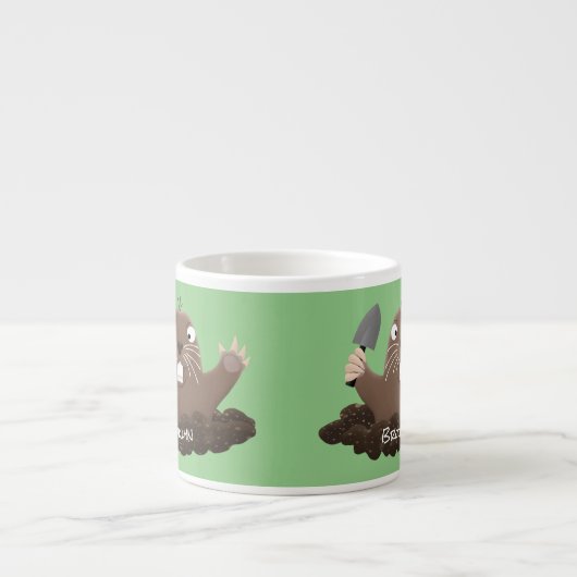 Funny zakgopher digging cartoon illustratie espresso kop (Voorkant)