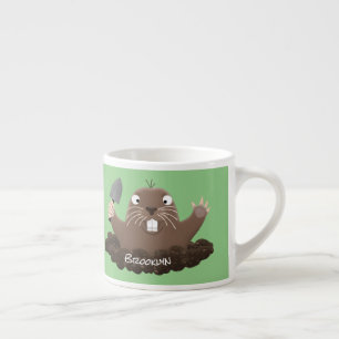 Funny zakgopher digging cartoon illustratie espresso kop