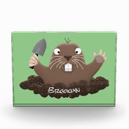 Funny zakgopher digging cartoon illustratie fotoblokken (Voorkant)