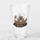 Funny zakgopher digging cartoon illustratie glas (Achterkant)