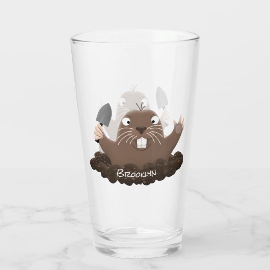 Funny zakgopher digging cartoon illustratie glas (Achterkant)
