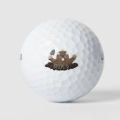Funny zakgopher digging cartoon illustratie golfballen (Voorkant)
