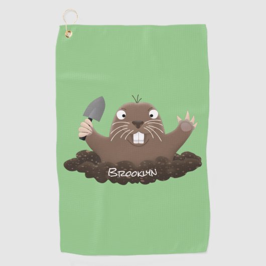 Funny zakgopher digging cartoon illustratie golfhanddoek (Voorkant)