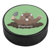 Funny zakgopher digging cartoon illustratie hockey puck (3/4)