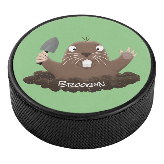 Funny zakgopher digging cartoon illustratie hockey puck (3/4)