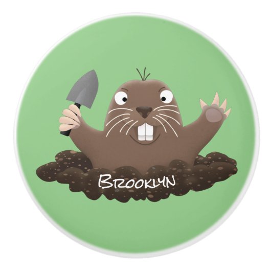 Funny zakgopher digging cartoon illustratie keramische knop (Voorkant)