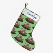 Funny zakgopher digging cartoon illustratie kleine kerstsok (Voorkant (Hangend))