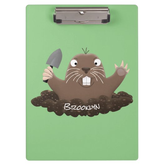 Funny zakgopher digging cartoon illustratie klembord (Voorkant)
