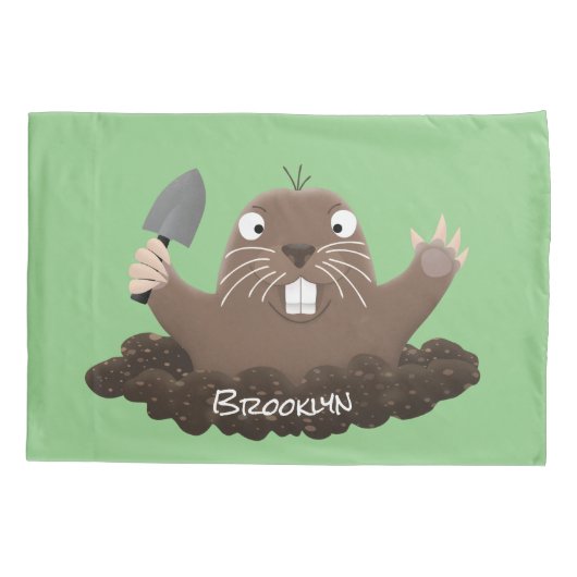 Funny zakgopher digging cartoon illustratie kussensloop (Achterkant)