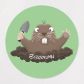 Funny zakgopher digging cartoon illustratie labels (Design 2)