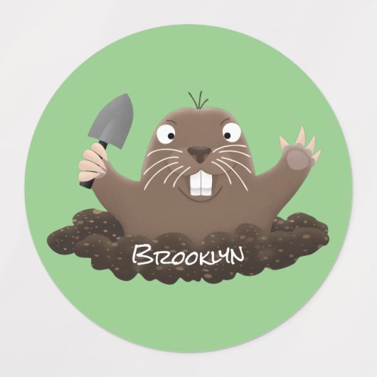 Funny zakgopher digging cartoon illustratie labels (Design 2)