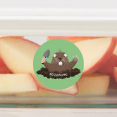 Funny zakgopher digging cartoon illustratie labels (Aangebracht)