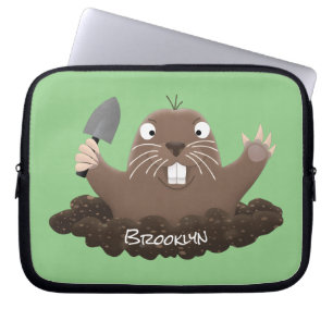 Funny zakgopher digging cartoon illustratie laptop sleeve