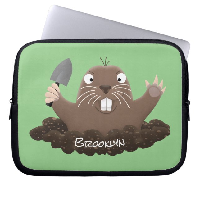 Funny zakgopher digging cartoon illustratie laptop sleeve (Voorkant)