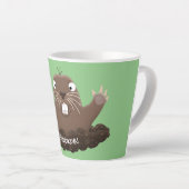 Funny zakgopher digging cartoon illustratie latte mok (Rechterhoek)