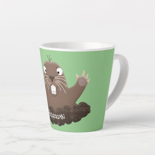 Funny zakgopher digging cartoon illustratie latte mok (Rechterhoek)