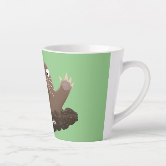 Funny zakgopher digging cartoon illustratie latte mok (Rechts)