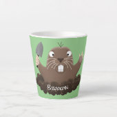 Funny zakgopher digging cartoon illustratie latte mok (Voorkant)
