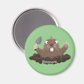 Funny zakgopher digging cartoon illustratie magneet (Voorkant / Achterkant)