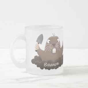 Funny zakgopher digging cartoon illustratie matglas koffiemok