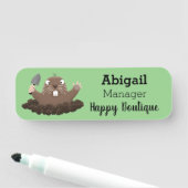 Funny zakgopher digging cartoon illustratie naamplaatje (In situ)