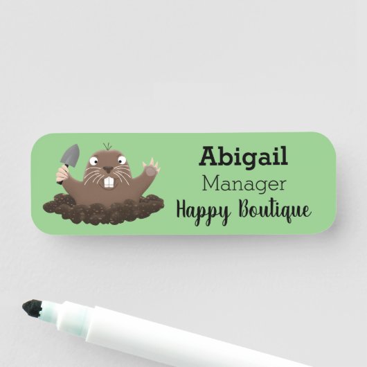 Funny zakgopher digging cartoon illustratie naamplaatje (In situ)