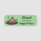 Funny zakgopher digging cartoon illustratie naamplaatje (Voorkant)