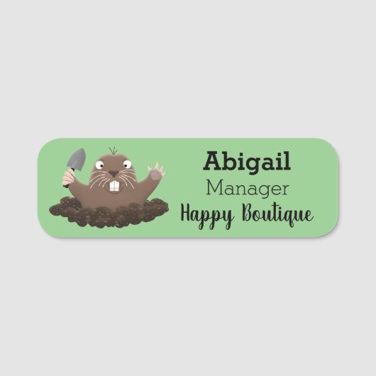 Funny zakgopher digging cartoon illustratie naamplaatje (Voorkant)