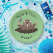 Funny zakgopher digging cartoon illustratie papieren bordje (Feest)