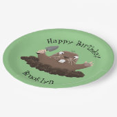 Funny zakgopher digging cartoon illustratie papieren bordje (Gekanteld)