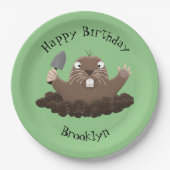 Funny zakgopher digging cartoon illustratie papieren bordje (Voorkant)